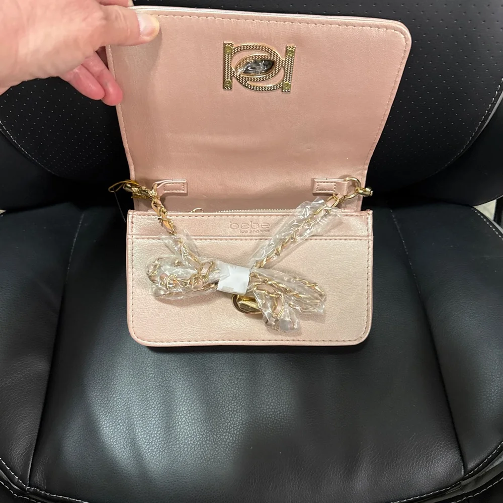 bebe Crossbody Bag in Iridescent Mauve (Pink) w/Charms - Picture 3 of 8